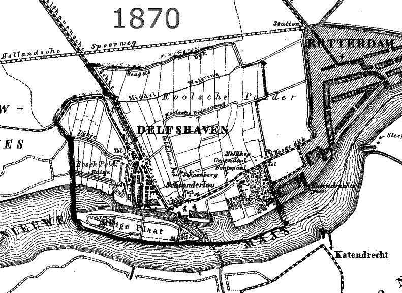 Historisch Delfshaven: kaart 1870