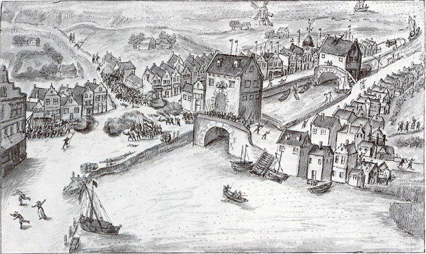 Historisch Delfshaven: Tekening uit 1613 van Willem Luysz van Kittensteyn