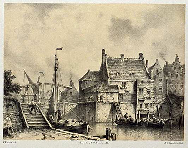 Historisch Delfshaven: de Aelbrechtssluis in 1850